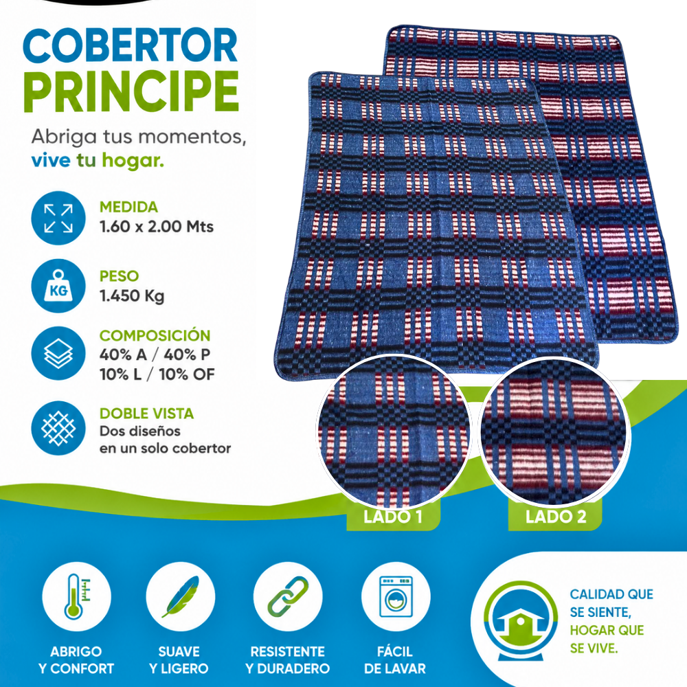 Cobertor Príncipe 1.60 x 2.00 m | Suave, Cálido y Confortable para un Descanso Real