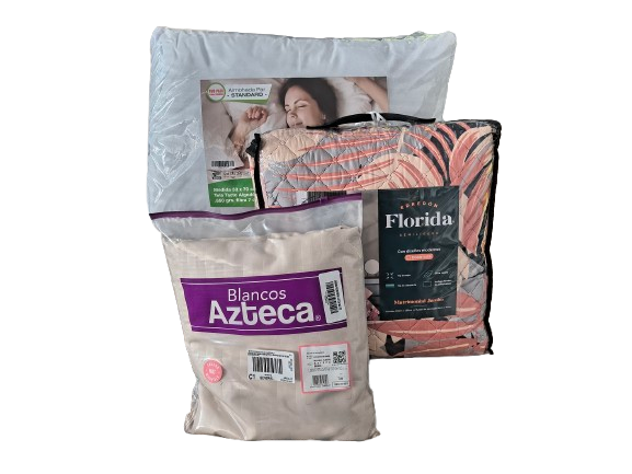 PAQUETE PAREJA PRIMAVERAL CON COLCHA, ALMOHADA Y SABANA.