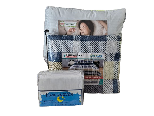 PAQUETE REALEZA PRIMAVERAL CON COLCHA, ALMOHADA Y SABANA.