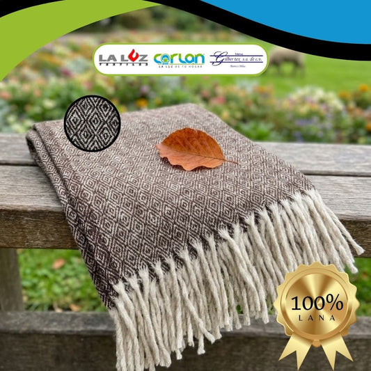 Chal México 100% Lana Tratada Premium | Suave, No Pica, Térmico y Elegante (2.20 x 1.60 m)
