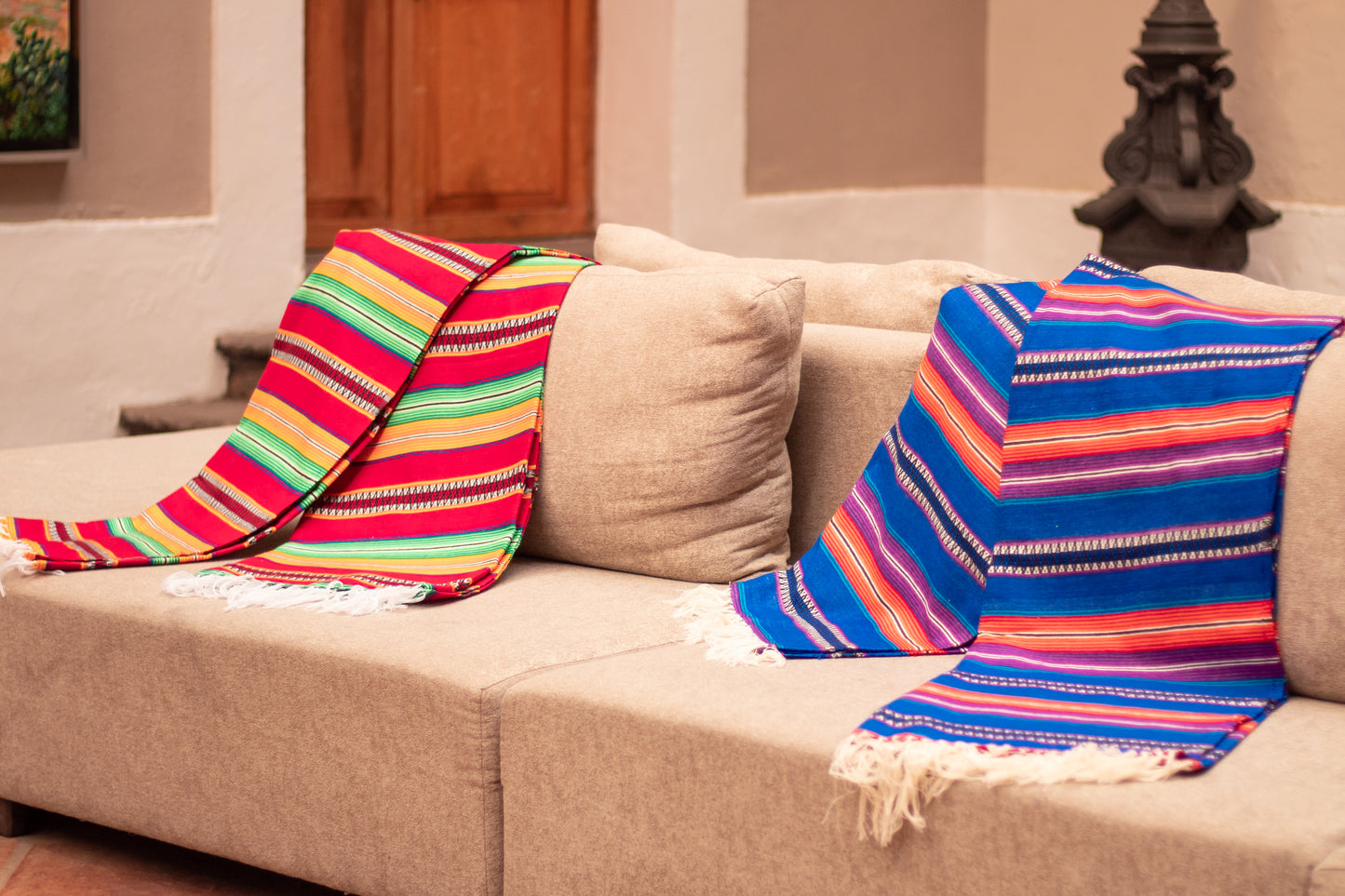 Sarape Artesanal Saltillo de Acrílico tamaño Matrimonial medidas de 1.60x2.00 mts