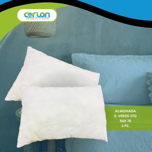 Almohadas E. Verde STD | Suaves, Cómodas y Resistentes | 50 x 70 cm | 2 Piezas