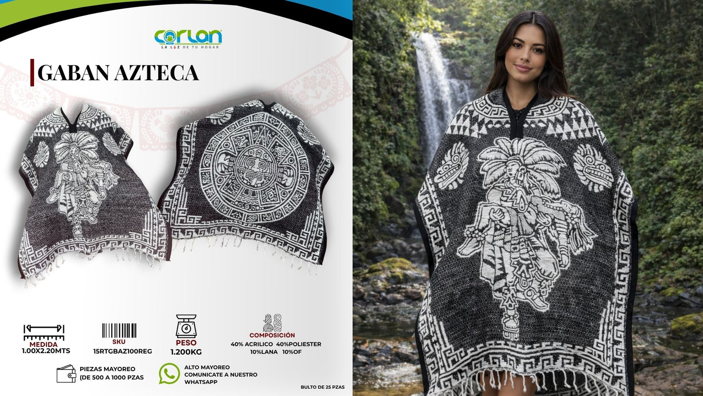 Gabán Azteca con y Sin Gorro | Cálido, Ligero y Estilo Ancestral 1.00 x 2.20 m