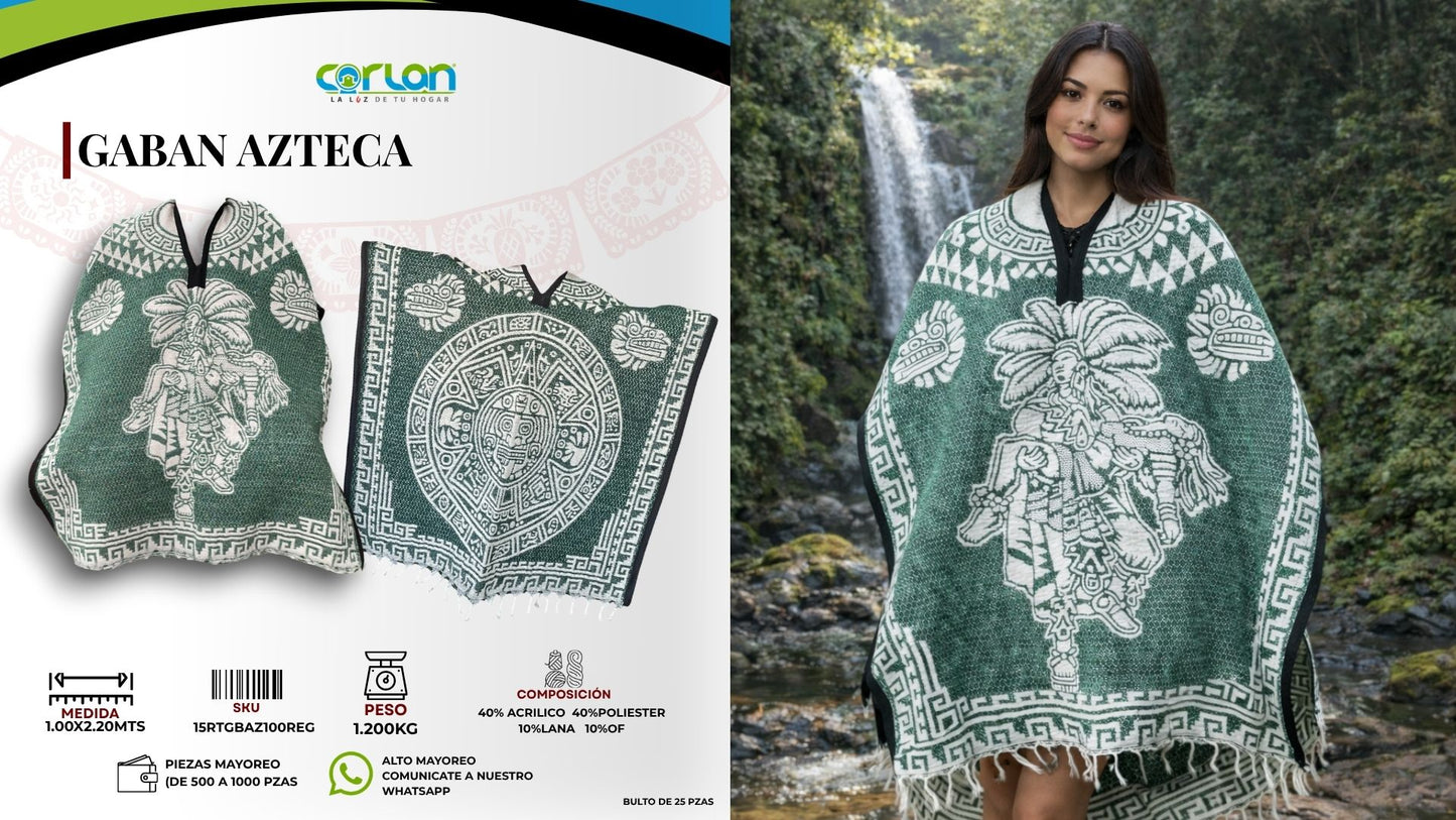 Gabán Azteca con y Sin Gorro | Cálido, Ligero y Estilo Ancestral 1.00 x 2.20 m