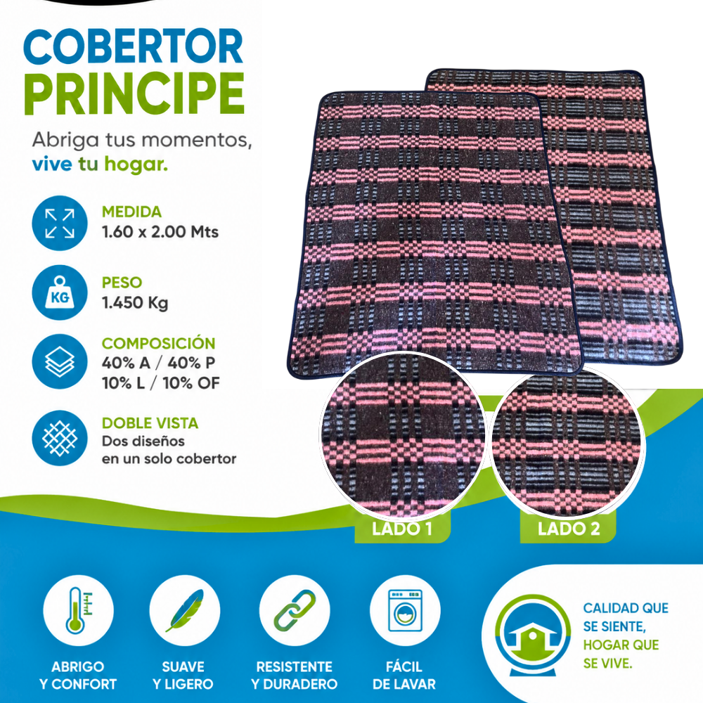 Cobertor Príncipe 1.60 x 2.00 m | Suave, Cálido y Confortable para un Descanso Real