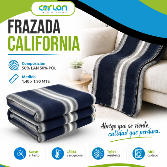 Frazada California  1.40 x 1.90 m | Cálida, Suave y Duradera