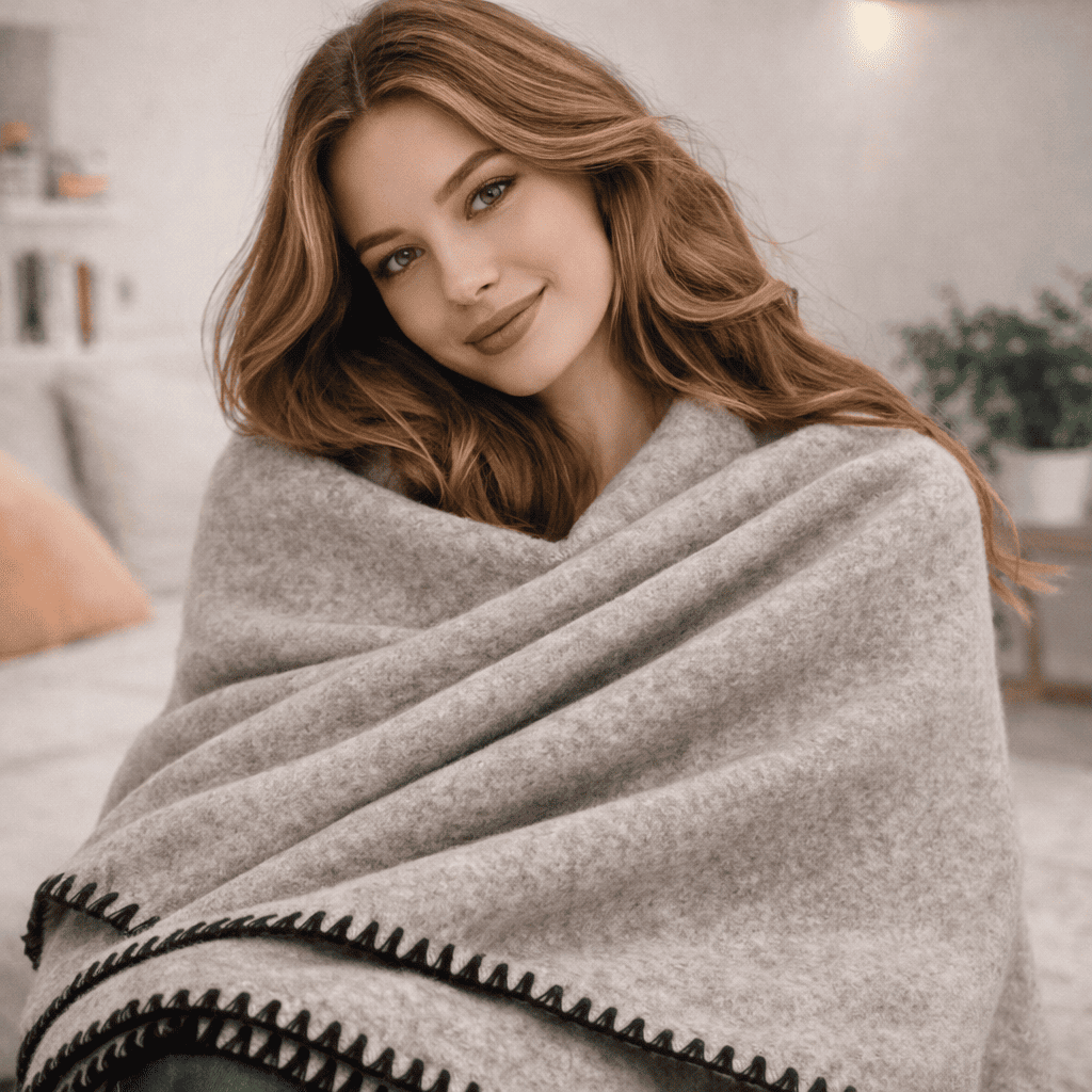 Cobertor Nevada Con Terminado tipo Crochet 1.60 x 2.00 mts.