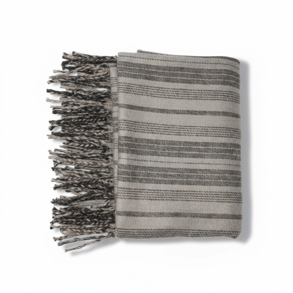 Frazada Rayas Viajera · 50% Lana · 1.40 x 1.90 mts — Calidez moderna para tu hogar